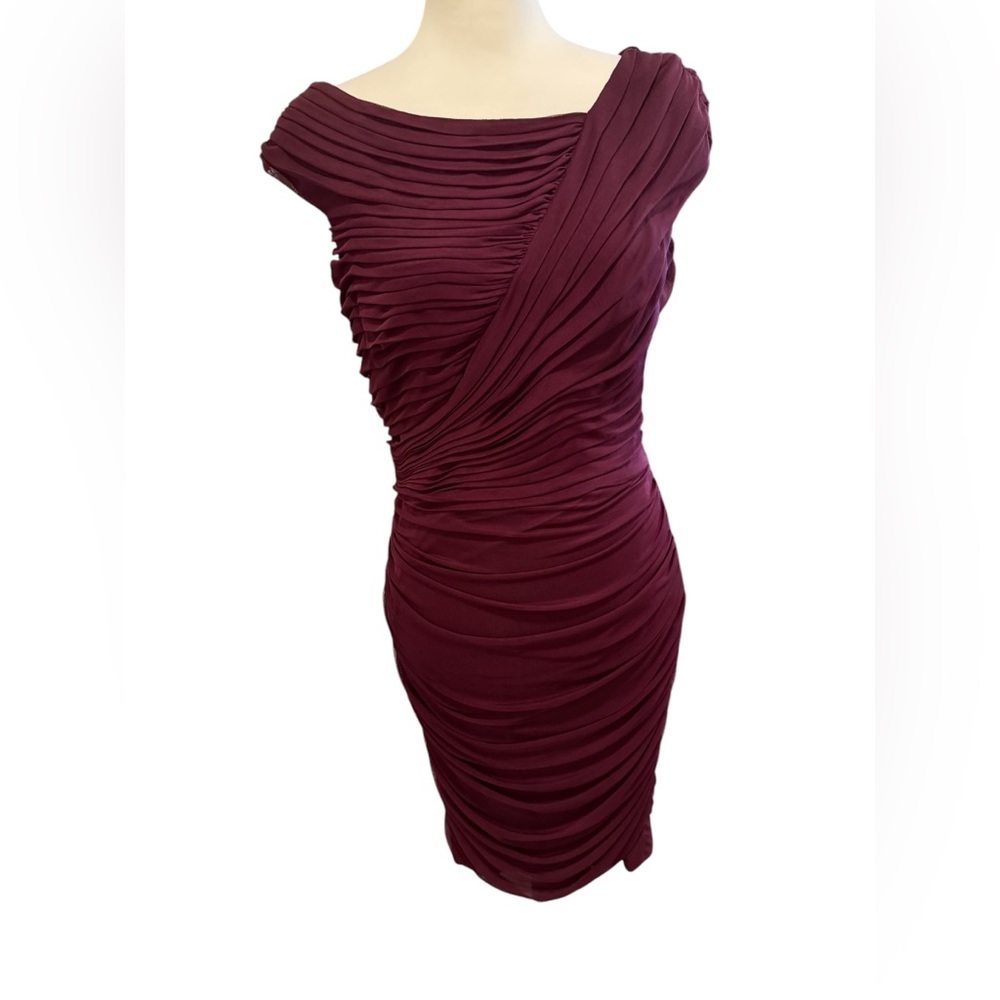 TADASHI SHOJI RUCHED Draped Mini DRESS Women Medium 73542MX purple